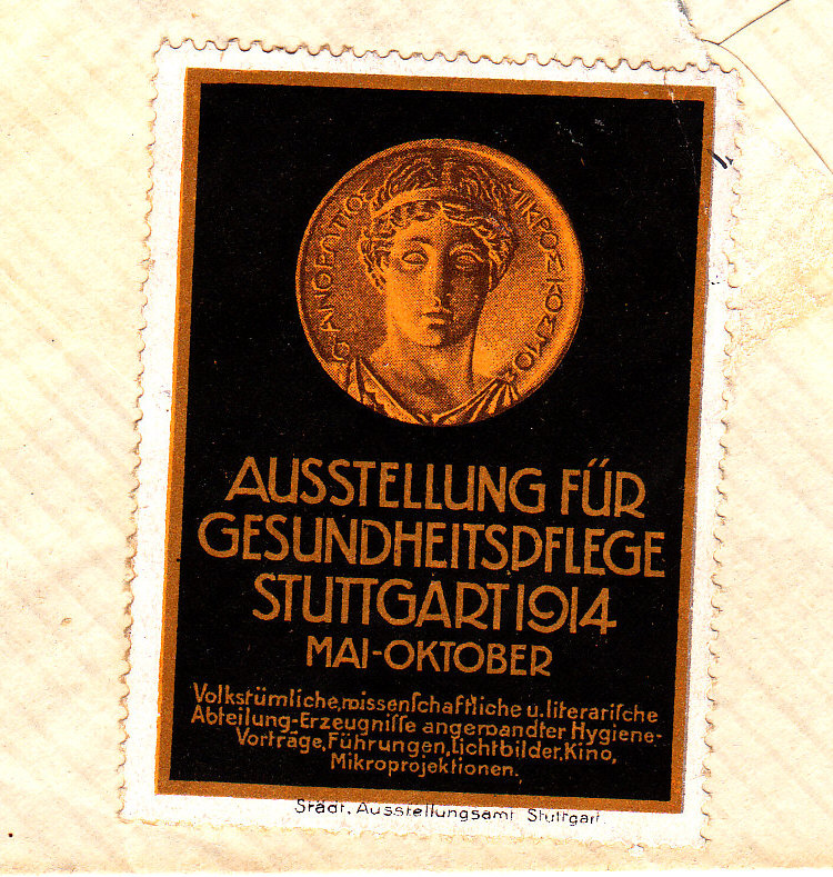 Stuttgart 1914 Ausstellung Gesundheitspflege 2 Vignetten 